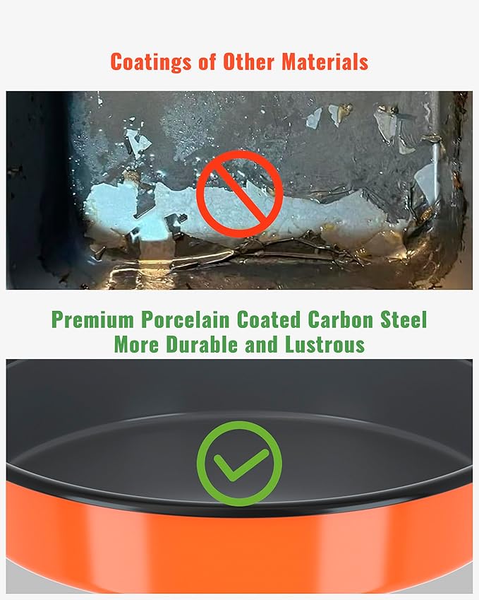 Round Enamel Roasting Pan Set Bakeware 4 Pack Cake Pizza Baking Dish 9/10/12/14 Inch Non-Stick Heat Resistance Chicken Roaster Oven Dishwasher Safe, Birthday Mother Day Gift Cookware