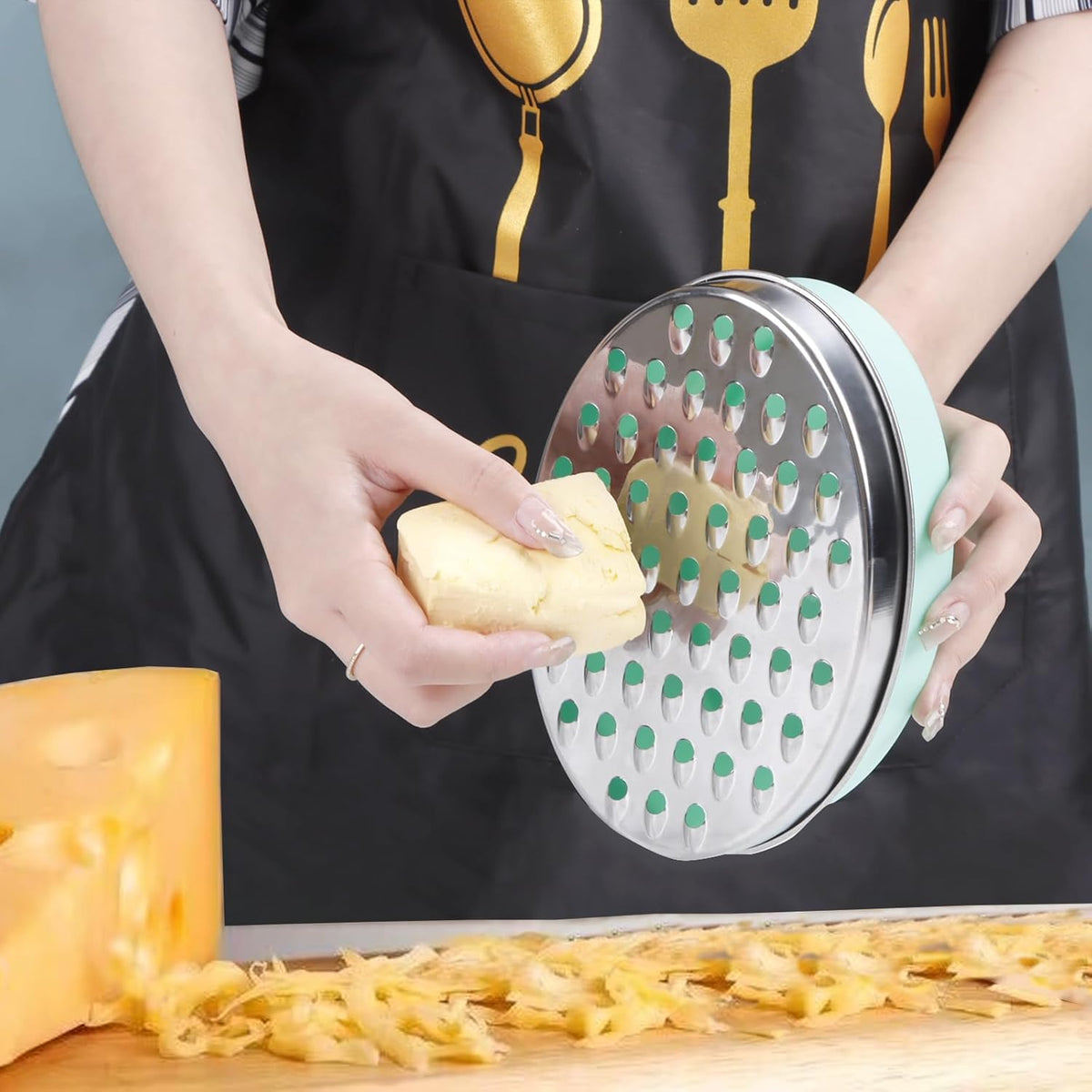 Cheese Grater Citrus Lemon Zester with Food Storage Container & Lid - Perfect For Hard Parmesan Or Soft Cheddar Cheeses, Ginger, Vegetables, Butter, Chocolate & Nutmeg (Green)