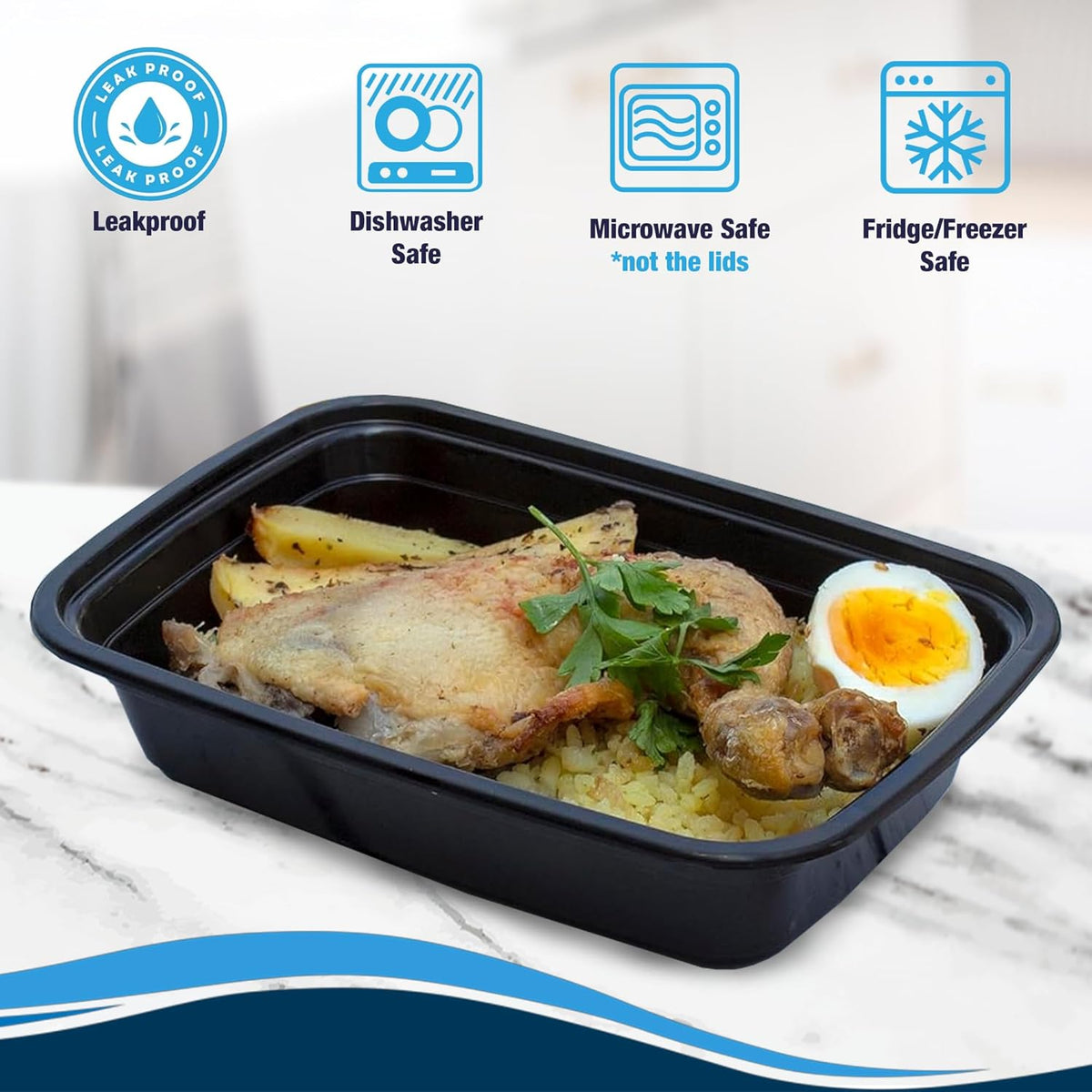 Ruthy's Outlet Meal Prep Containers W/Lids -Square Food Storage – BPA-Free| Stackable | Microwave | Freezer & Dishwasher Safe | Reusable Lunch Bento Box Portion Control & Planning (30 Pack, 16 oz)