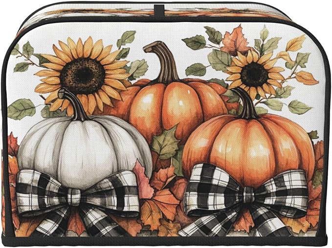 Toaster Cover 4 Slice Pumpkin Sunflower Fall Thanksgiving Kitchen Small Appliance Covers with Pockets Dust and Fingerprint Protection