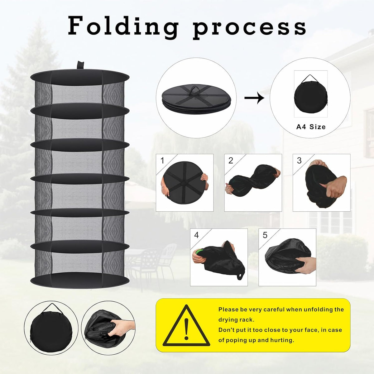 Herb Drying Rack Hanging Collapsible Drying Net for Garden Hydroponic Plant, Flowers, Herbs,Dry Mesh Folding Dryer(6 Layer)
