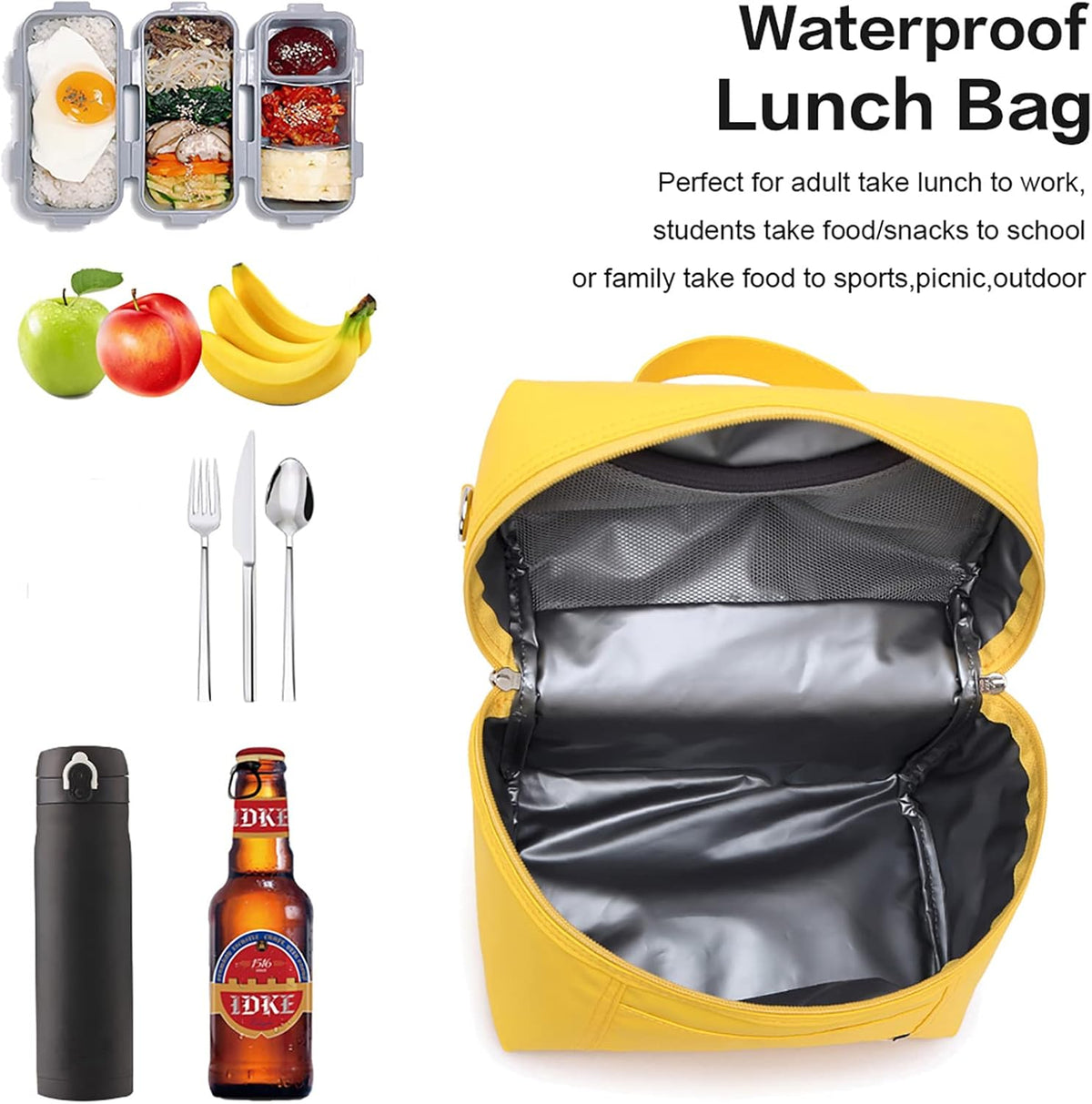 NOL Natural Organic Lifestyle Insulated Lunch Bags for Women Cooler Bag Lightweight Nylon Waterproof Lunch Box For Work