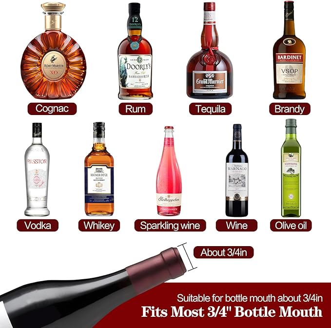 24 Pack Liquor Pour Spout, Stainless Steel Classic Bottle Pourers with Rubber Dust Cap, Speed Wine Bottle Pourer for Liquor Bottle, Oil Bottles