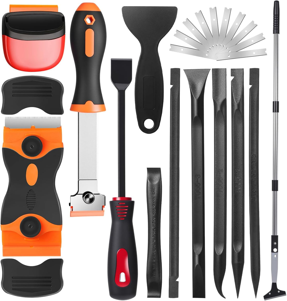 Tallew 12 Pcs Plastic Scraper Tool Razor Blade Plastic Pick Putty Knife Non Scratch Tool Set for Window Floor Label Removal Stickers Paint Cleaning Tile Floors Walls Labels Oil Stains(Bright Color)