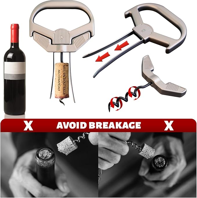 3 in 1 Ah So Two Prong Wine Opener & Cork Remover,It Can Remove The Older and Fragile Wine Corks so Easy for Connoisseurs to Uncork (classic)