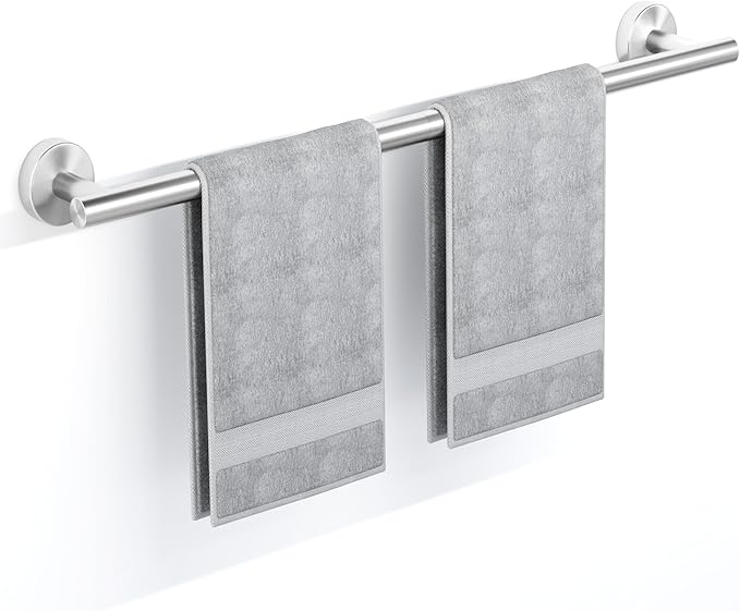 Brushed Nickel Towel Bar, 18 Inch Towel Racks for Bathroom Wall Mounted, SUS304 Stainless Steel Bathroom Towel Holder, Total Length 20.4 Inch Towel Bars
