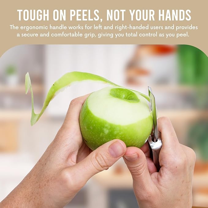 Linden Sweden Original Jonas Vegetable Peelers for Kitchen - Made In Sweden - Carrot Peeler with Ergonomic Handle for Safety and Control - Dishwasher Safe Potato Peelers - 3-Pack - Stainless Steel