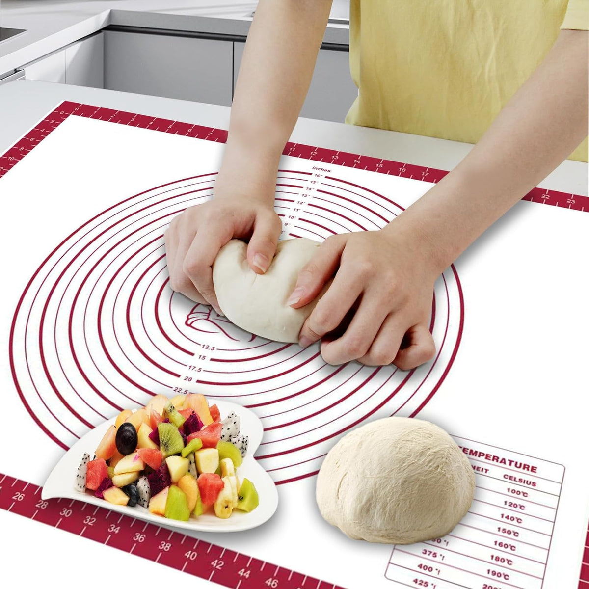 Dough Mat Silicone Baking Mats for Rolling Pastry Kneading Sheet Sourdough Bread Baking Supplies Red