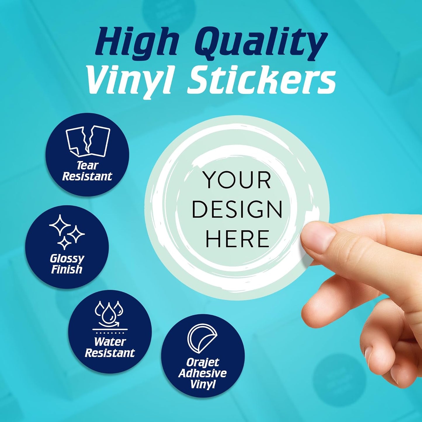 100 Custom Vinyl Stickers - Upload Your own Image, Text, Design, Logo - Personalized Logo Labels for Handmade, Packaging, Bottle, Jars, Candle, Brand Stickers (Mint, 3x3)