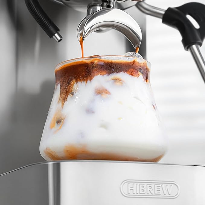 HIBREW H13 Dual Boiler Espresso Machine with LED Touch Screen, 58mm Portafilter in Stainless Steel, PID Control, 20 Bar Pump, 3-Level Steam, Separate Hot Water Spout for Home