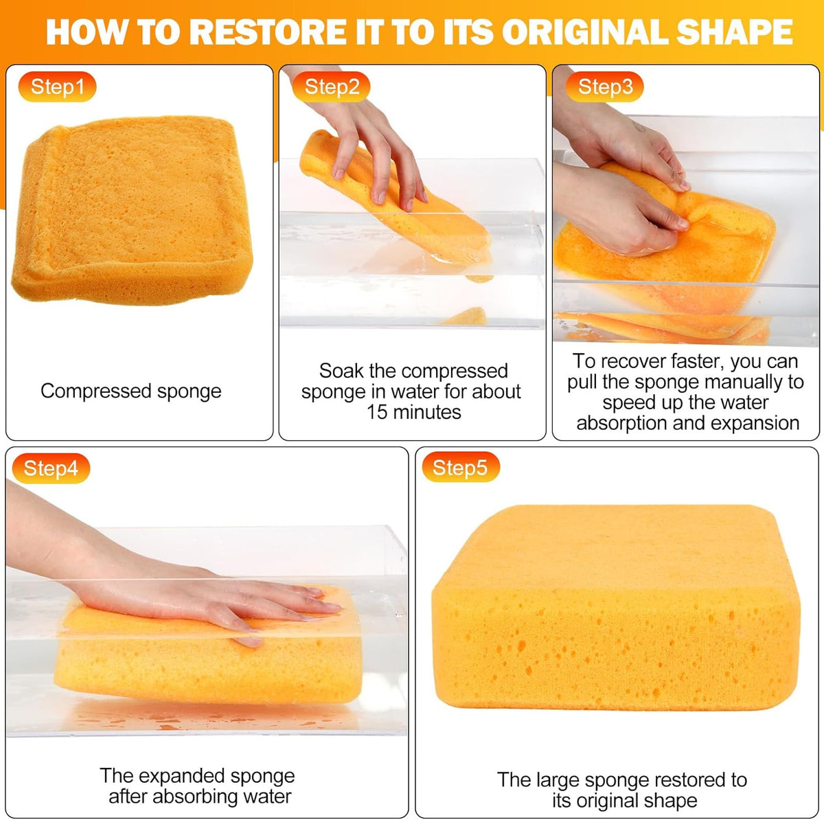 Tioncy 36 Pcs Large Sponges Bulk 7.5 x 5.5 x 1.9 Inch Grouting Car Wash Foam Cleaning and Washing Sponge Commercial Foam Large All Purpose for Cleaning Dishes Car Tile Bike (Yellow)
