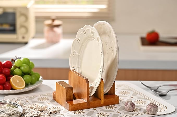 Fox Run Acacia Wood Cutting Board Holder, 3 Slot Cutting Board Organizer