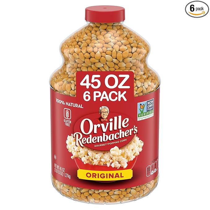 Orville Redenbacher's Popcorn Kernels, Original Yellow, 6g Fiber per serving, 45 oz. (Pack of 6)