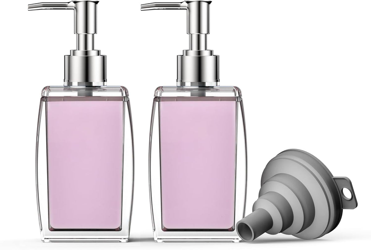 Purple Soap Dispenser with Refillable Plastic Pump for Bathroom Sink or Kitchen Counter, Ideal for Hand Soap, Liquid Soap, Dish Soap, or Lotion Use