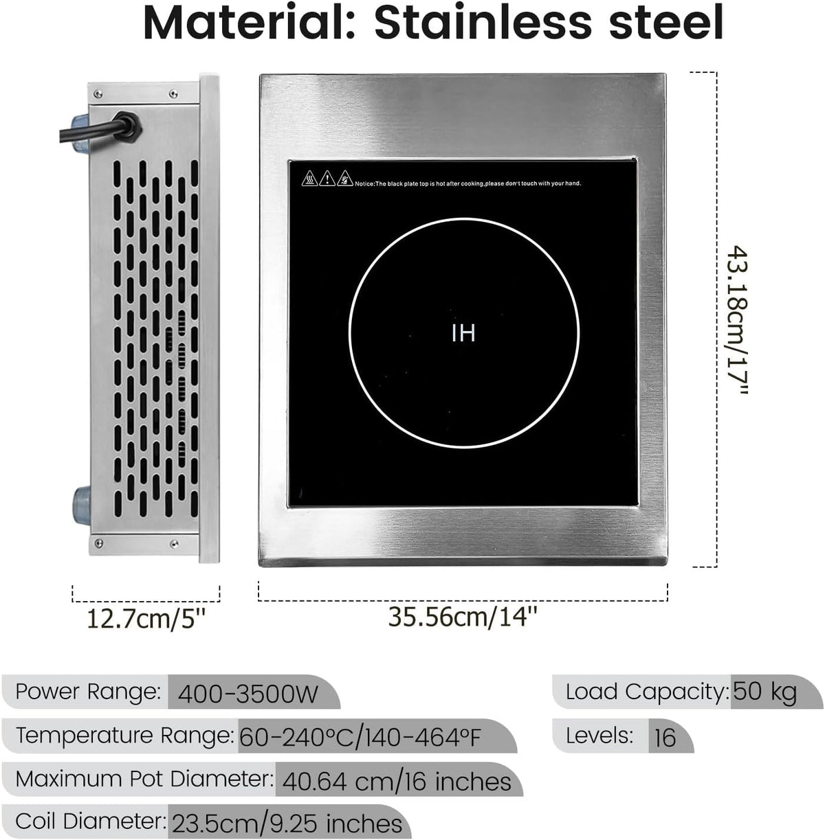Commercial Induction Cooktop 3500W/240V Induction Burner 18-hour Timer Hot Plate for Kitchen Restaurants Abangdun (Single Burner)