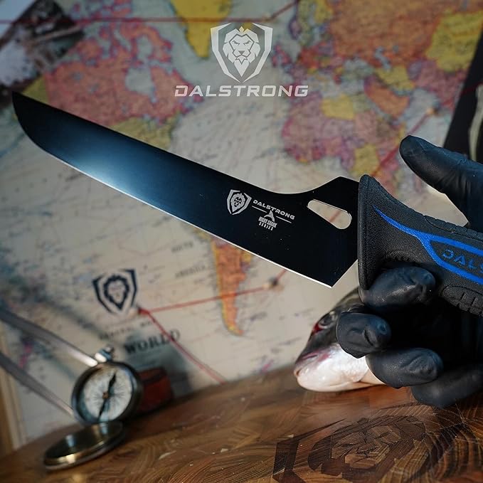 Dalstrong Slicing & Carving Fillet Knife - 10 inch - Night Shark Series-7CR17MOV High Carbon Steel-Titanium Coated-Fillet Knife for Fish & Meat Slicer - Polypropylene Handle - Sheath- NSF Certified