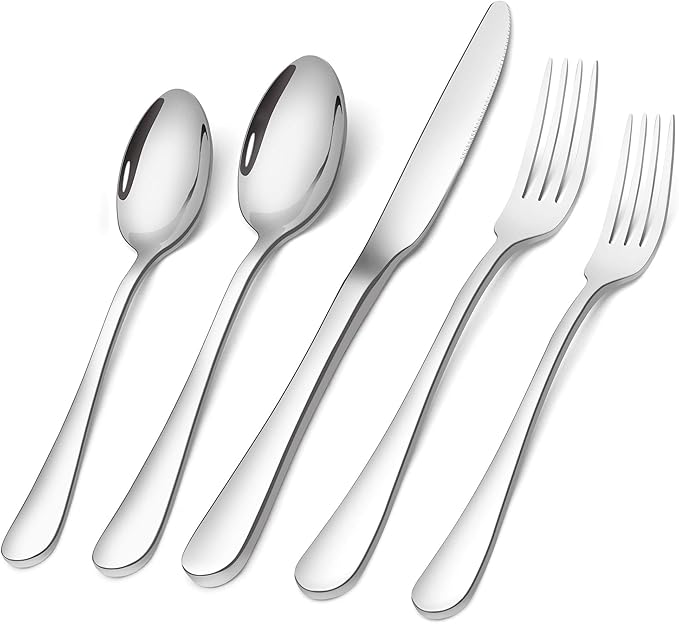 Silverware Set,SHARECOOK 20-Piece Stainless Steel Flatware Set,Kitchen Utensil Set Service for 4,Tableware Cutlery Set for Home and Restaurant, Dishwasher Safe