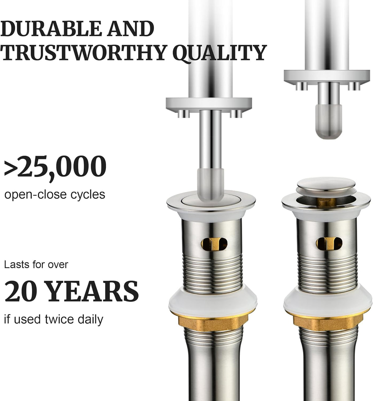Pop up Sink Drain Stopper for Bathroom Vessel Vanity Sink Art Basin Brushed Nickel, Small Cap with Overflow, Metal Pop up Drain Strainer with Detachable Basket Stopper