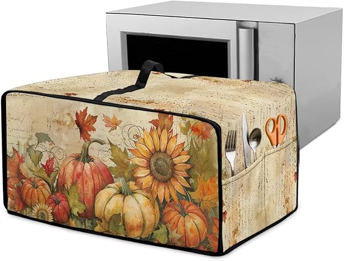 Toaster Oven Dust Cover Small Kitchen Appliance Cover for Countertop Convection Ovens,Small Appliances, M, 16.5 x 20.5 x 10 Inches, Retro Pumpkin Sunflower