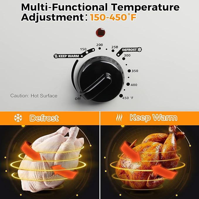 24QT Electric Roaster Oven, Electric Turkey Roaster with Viewing & Self-basting Lid, Stainless Steel Turkey Roaster Oven, Silver
