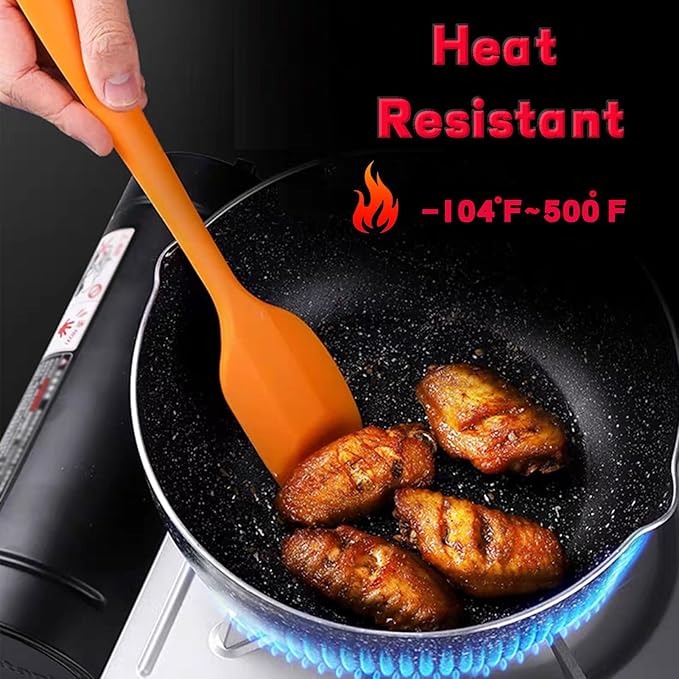 8 Pieces Silicone Spatulas, 11 inch Heat-Resistant Non-stick Spatulas with Stainless Steel Core for Cake Cream Cooking Gadget by COLOGO (11 inch)