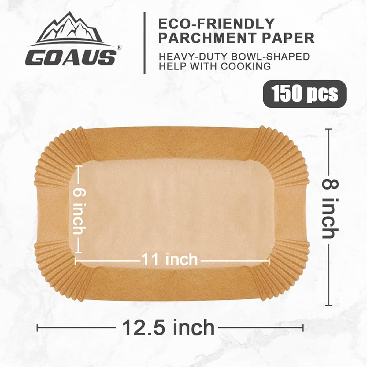 GOAUS Parchment Paper Liners 150 Pcs for Ninja Foodi Smart XL, Air Fryer Liners Disposable Rectangle Accessories Fit Ninja Grill FG551/DG551/IG651