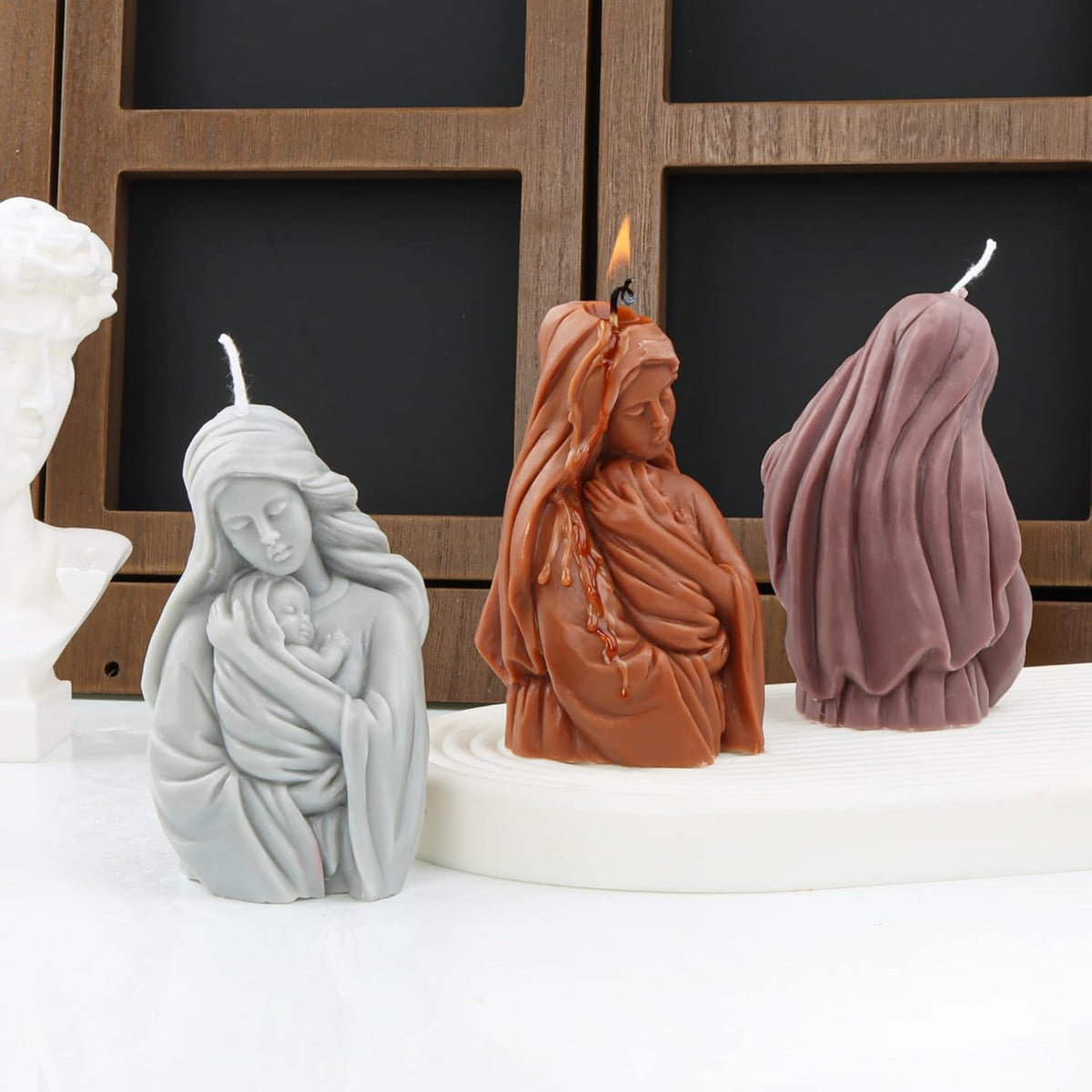 Conestabile Madonna Jesus Silicone Wave Spiral Candle Mold - Silicone Resin Casting Molds for Candle & Resin & Soap Craft Supplies