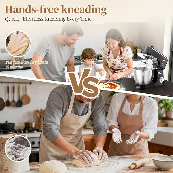 1500W 8.45QT Stand Mixer, 6-Speed Electric Dough Mixer with Whisk, Dough Hook & Beater, Large Capacity Kitchen Mixer for Baking Bread, Cakes, Salad and Cookies (Black)