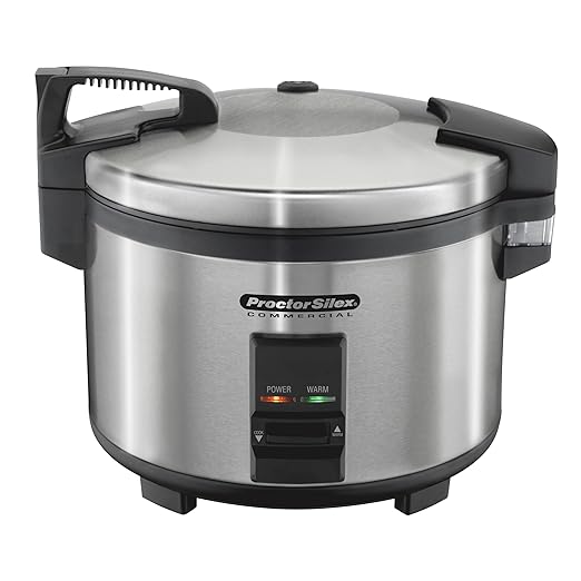 Proctor Silex Commercial 37540 Rice Cooker/Warmer, 40 Cups Cooked Rice Capacity, Nonstick Inner Pot, Hinged Lid, Stainless Steel Housing, Conforms to NSF