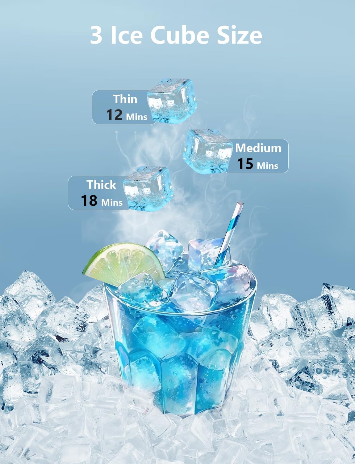 Commercial Ice Maker Machine, 150LBS/24H Under Counter Ice Maker with 35LBS Ice Storage,Stainless Steel Freestanding Ice Maker for Restaurant, Home, Bar, Office, Party, Outdoor Activities