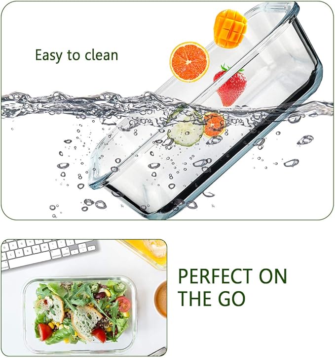 [8-Pack,30 oz]Glass Meal Prep Containers,Glass Food Storage Containers,Airtight lunch Containers with Lids, Microwave, Oven, Freezer and Dishwasher