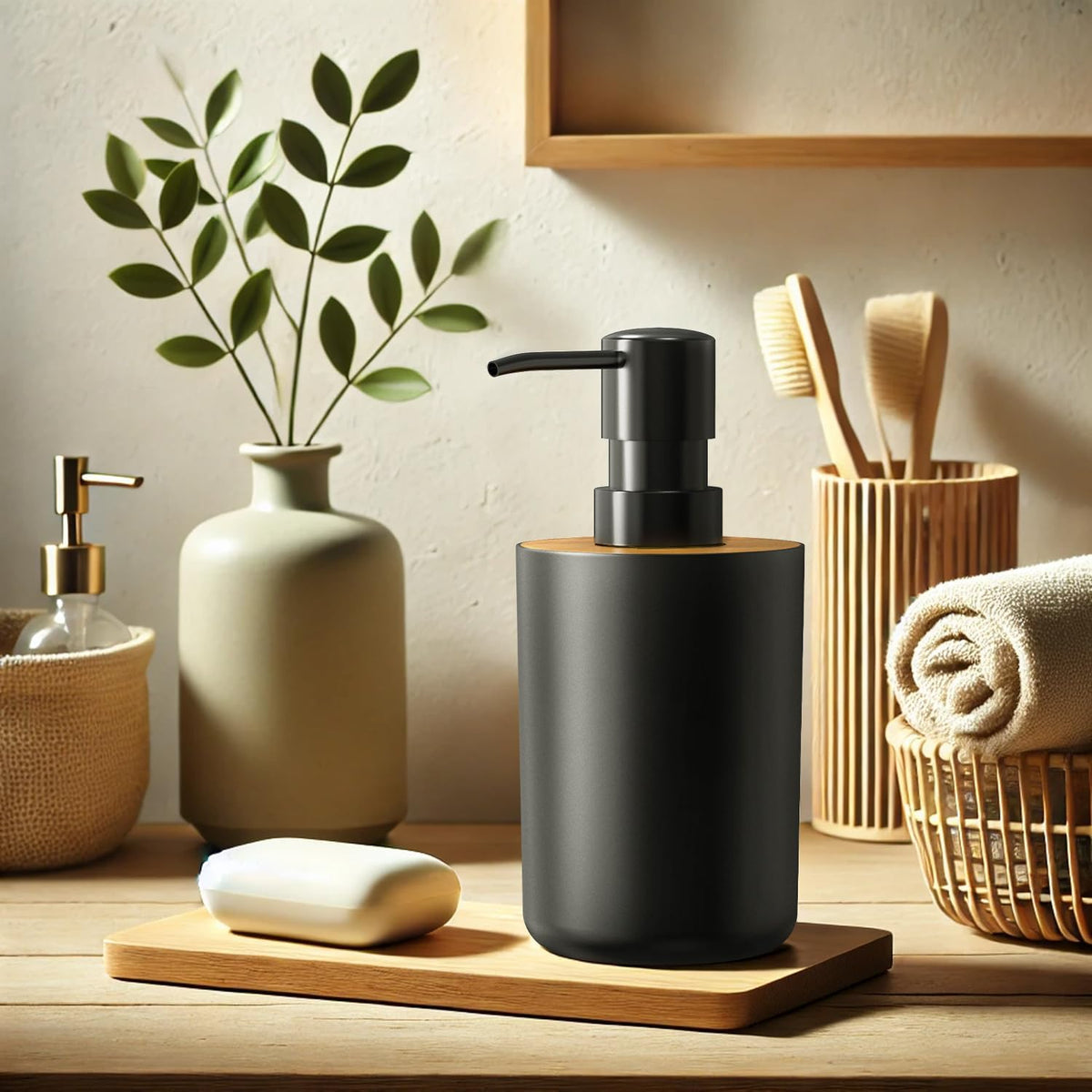 Soap Dispenser for Bathroom and Kitchen, 12oz Modern Minimalist Style Plastic matte white Empty Lotion Dispenser with Refillable Pump,Liquid Bottle for Hand Soap, Dish Soap,College Dorm Use