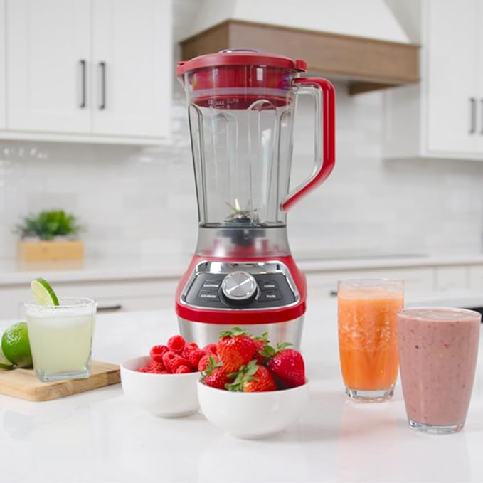 Kenmore Countertop Blender – Electric Mixer for Smoothies, Ice Crush & Pulse Function, Heavy Duty Tritan plastic Pitcher licuadora With 6 Speed, Kitchen Appliance, Dishwasher-Safe Jar, Red