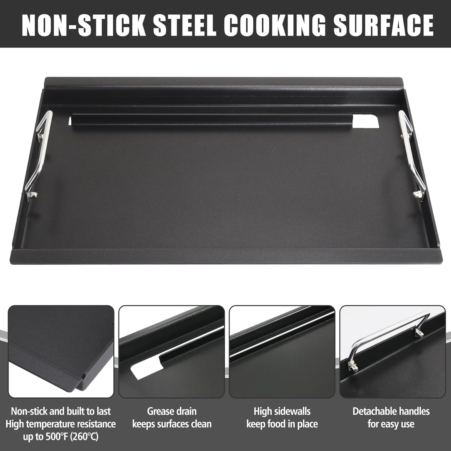 SafBbcue Full Size Griddle Inserts for Nexgrill 720-0896 720-0896B 720-0896C 720-0896E 720-0896CP 720-0898 720-0898A Flat Top Griddle for Homedepot Nexgrill 730-0898 730-0898A, Carbon Steel