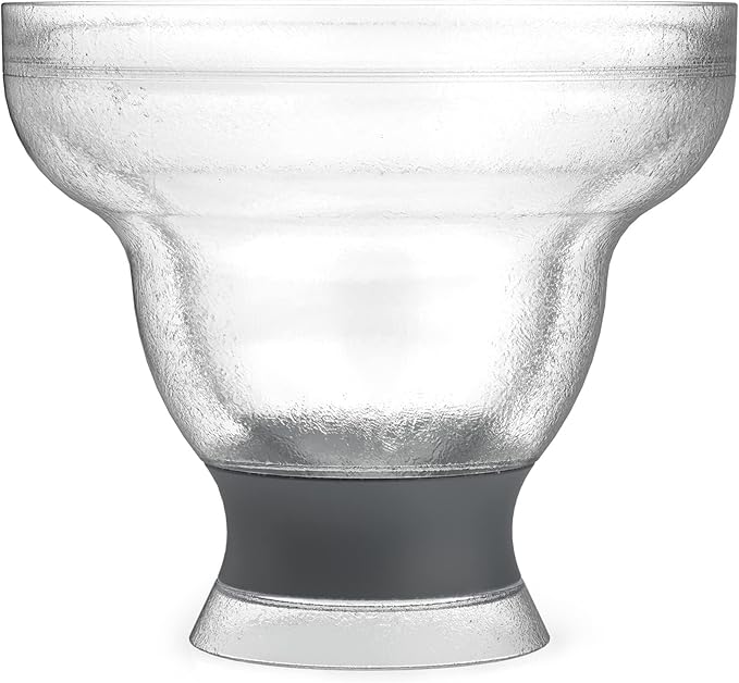 Host Freeze Plastic Margarita Glasses, Gifts for Moms, Home Bar Gifts for Women, Insulated Cocktail Glasses for Slush Drinks and Frozen Cocktails, Margarita Cups, 12 oz, Set of 4, Gray