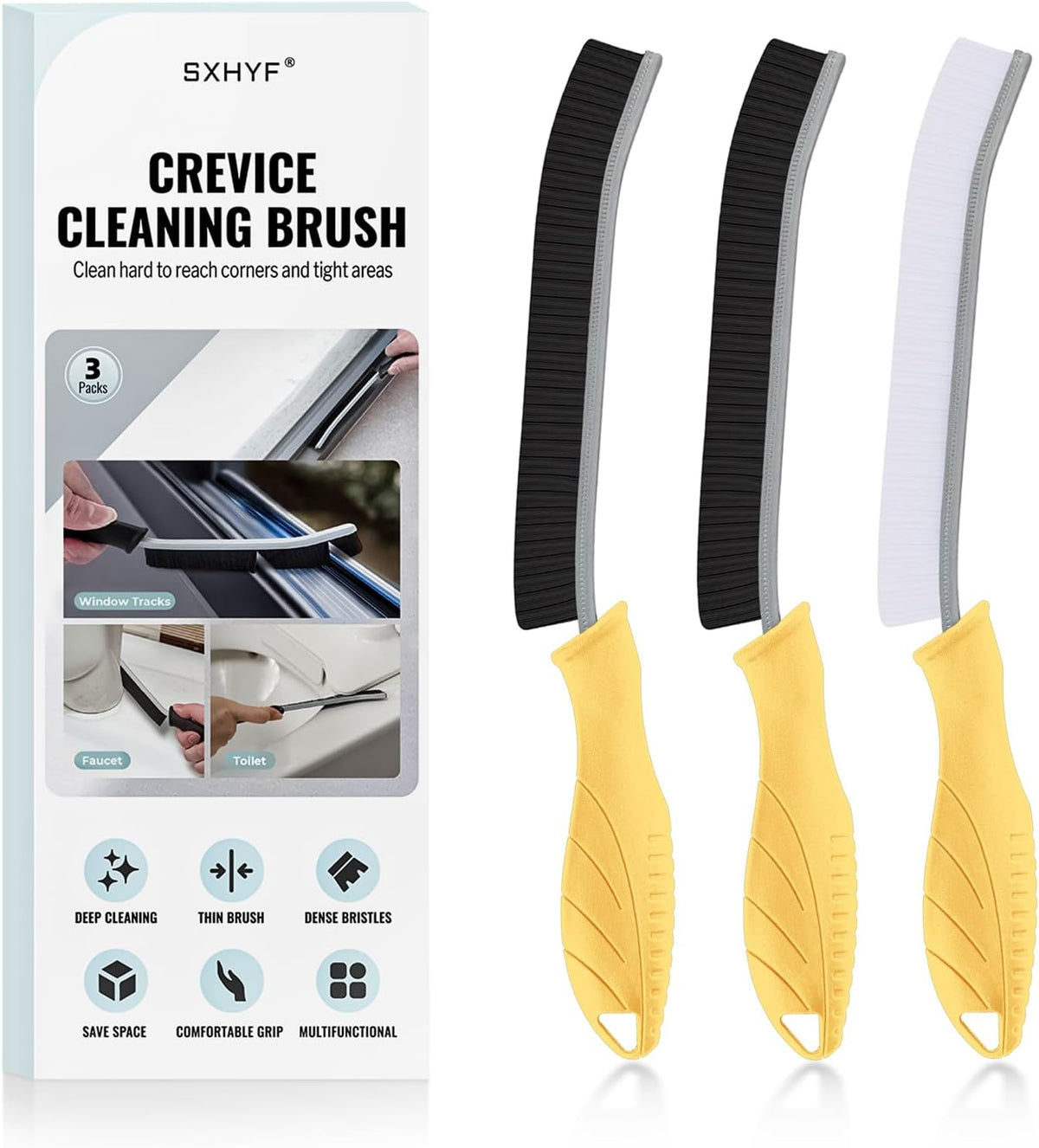 SXhyf Crevice Cleaning Brush - Grout Scrub Brush, House Cleaning Supplies, Gap Cleaning Tools, Home Essentials, Gifts for Women Men, Hard Bristle Crevice Cleaner Brush for Household Use, Bathroom