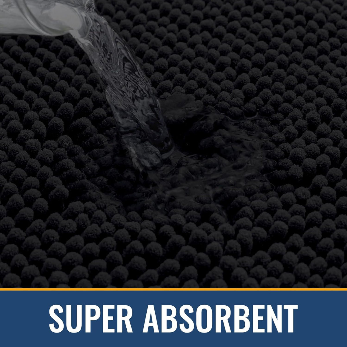 Arotive Bathroom Rugs 24x16, Extra Soft Absorbent Shaggy Chenille Bath Rugs, Machine Washable Rubber Backing Non-Slip Bath Mats for Bathroom Floor Tub and Shower, Home Decor Accessories, Black