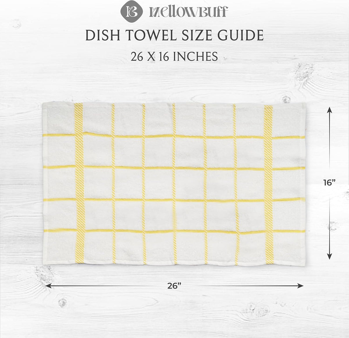 100% Cotton Terry Dish Towels, 4 pack16 x26 Inches, Super Soft and Absorbent Kitchen Towels, Perfect for Kitchen Cleaning and Dish Washing | Yellow