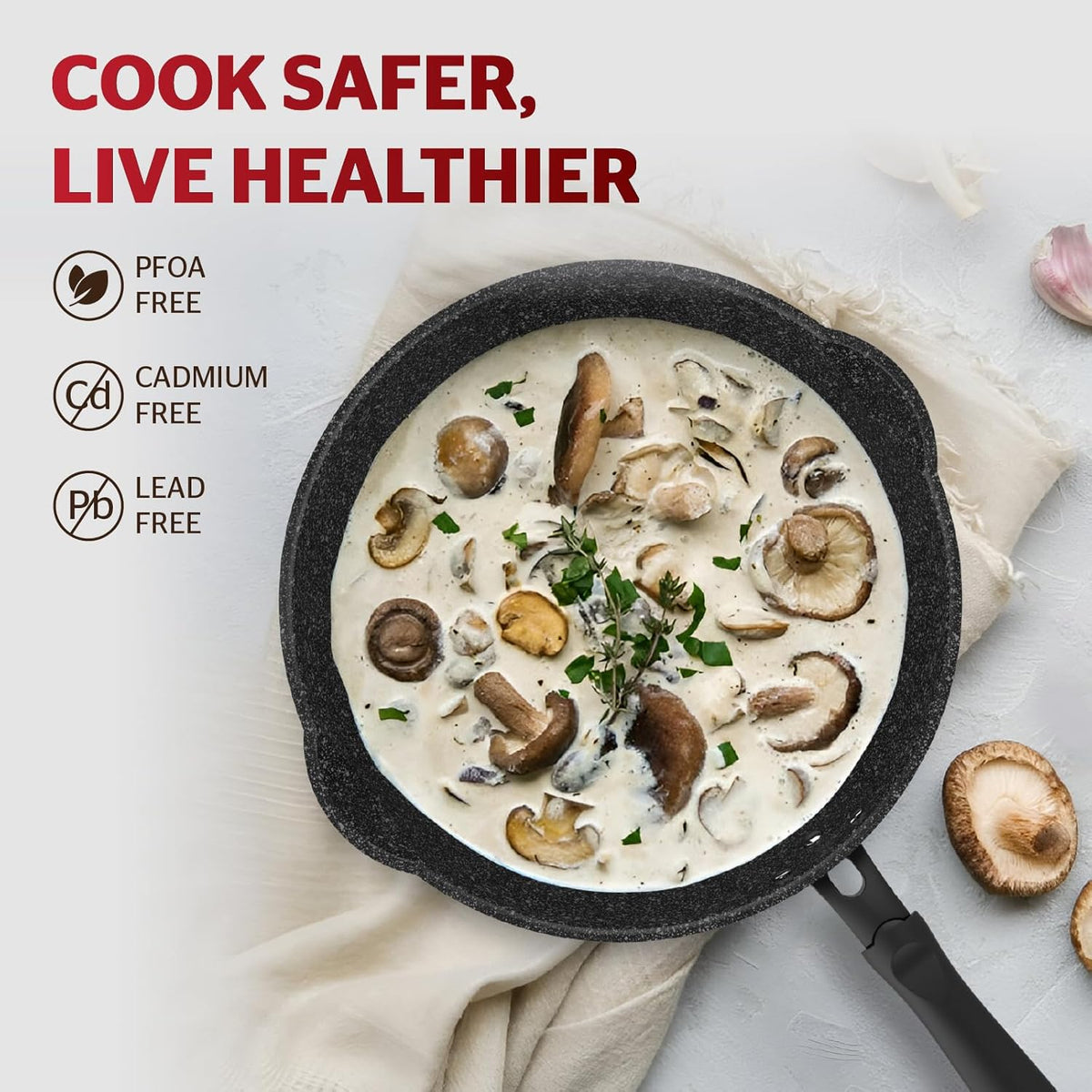 Sunhouse – 8 Inch / 20 cm Non-Stick Deep Frying Pan with Double Pour Spouts, 5-Layer Whitford Non-Stick Coating, PFOA-FREE, Stay-Cool Handle, Induction Compatible with All Cooktops