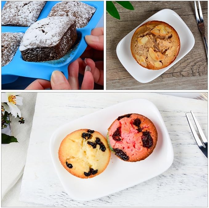 CAKETIME Silicone Muffin Pan - Cupcake Pan, Mini Loaf Pan Silicone Baking Molds Food Grade 3-Pack