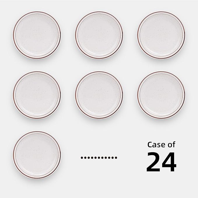 Stoneware Narrow Rim Commercial Grade Dinnerware Brown Speckle, Plate 9", Case of 24