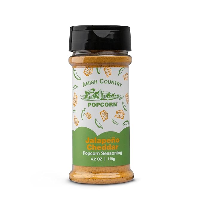Amish Country Popcorn | 5 Pack Seasoning Bundle | Buffalo, Garlic Parmesan, Jalepeno Cheddar, Dill Pickle, BallPark Buttersalt | Old Fashioned, Non-GMO