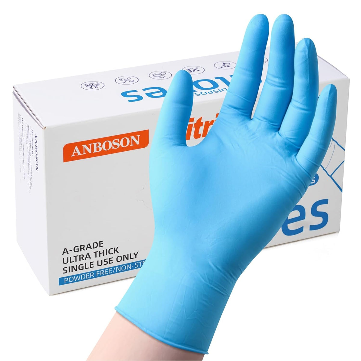 6 mil Disposable Nitrile Gloves, Heavy Duty Disposable Glove, Cooking Gloves, Latex Free, Powder Free (Blue of 100, Small)