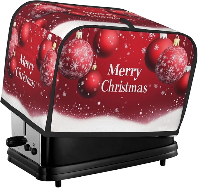Toaster Cover 2 Slice Red Ball Christmas Pattern Kitchen Small Appliance Covers with Pockets Dust and Fingerprint Protection