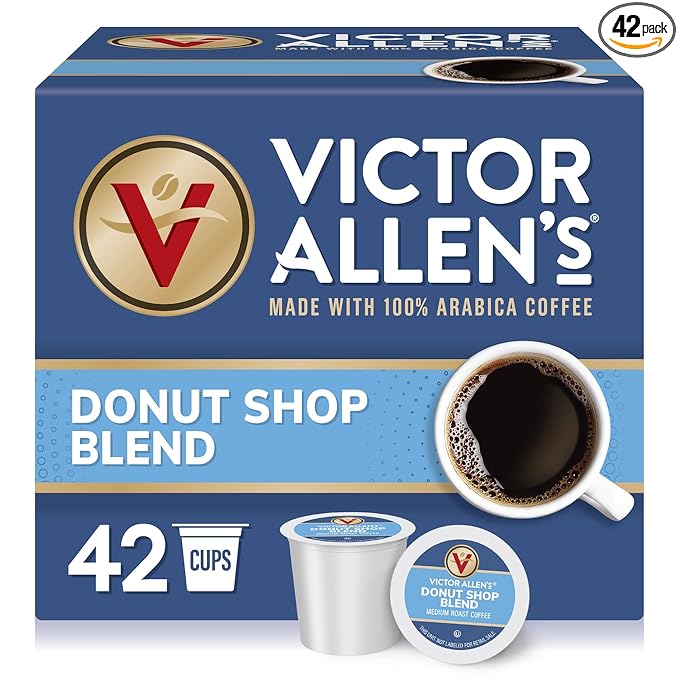 Victor Allen's Coffee Donut Shop Blend, Medium Roast, 42 Count, Single Serve Coffee Pods for Keurig K-Cup Brewers