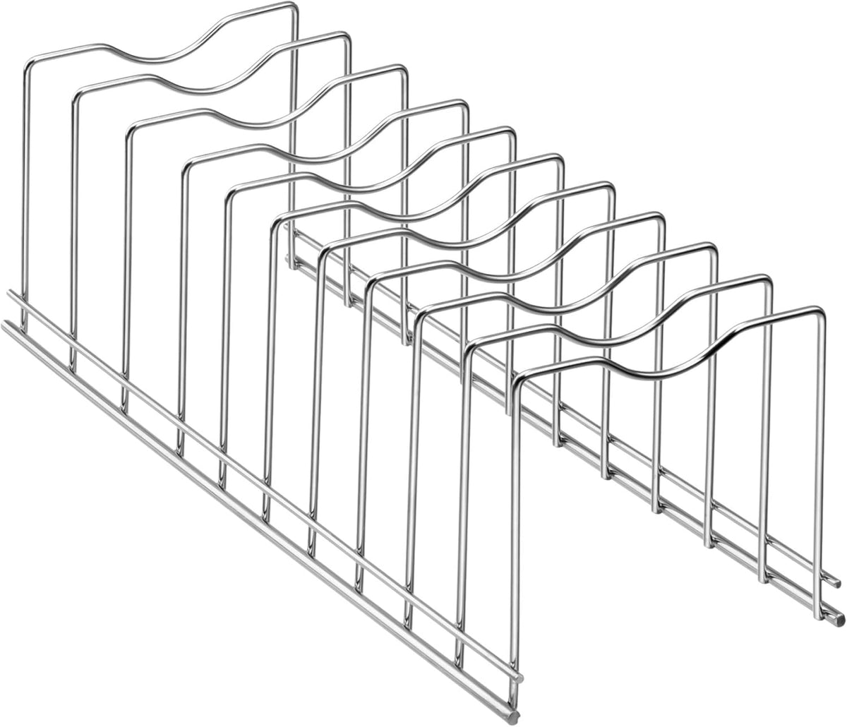 Slideep Pot Pan Lid Holder Rack Organizer, Kitchen Dish Plate Storage Organizer Drying Rack, Bakeware Pot Lid Rack Holder Organizer, Pantry and Cabinet Holder,Set of 2