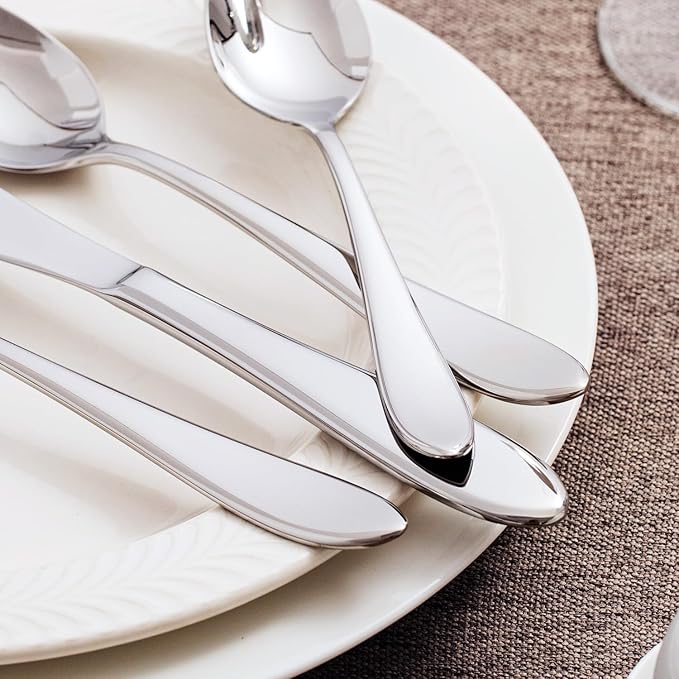 KINGSTONE 30-Piece Silverware Set for 6,18/10 Premium Stainless Steel Flatware Set, for Home, Restaurant, Wedding and Party Use,Mirror-Polished Cutlery Set, Dishwasher Safe