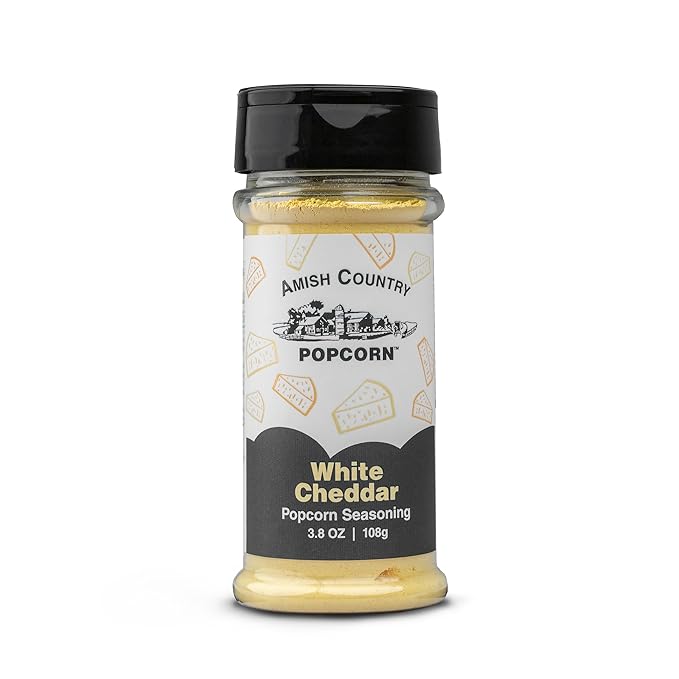 Amish Country Popcorn | White Cheddar Cheese - 3.8 oz Popcorn Seasoning | Old Fashioned, Non-GMO