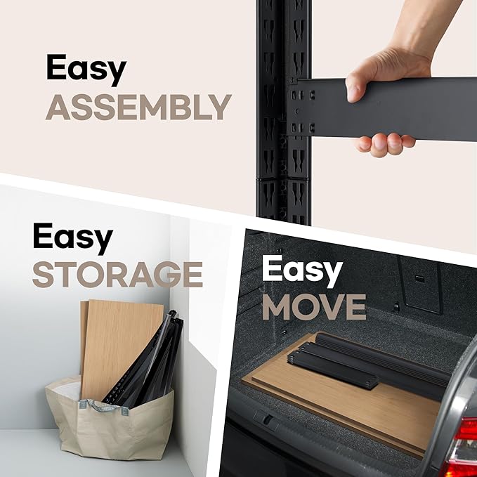 HOMEDANT House Black 5-Tier Laminated Metal Shelving Unit Adjustable Storage Utility Rack Heavy Duty Shelves Organization Shelf Kitchen Garage Pantry Closet 4Pack