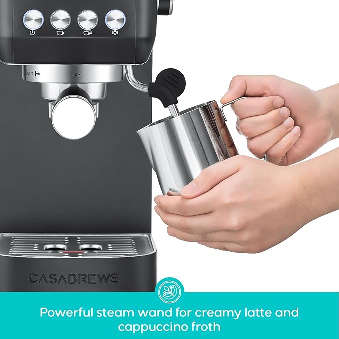 CASABREWS 3700 Essential Espresso Machine 20 Bar, Professional Espresso Coffee Machine with Steam Milk Frother, Coffee Maker Cappuccino Latte Machine with 43.9oz Removable Water Tank, Black